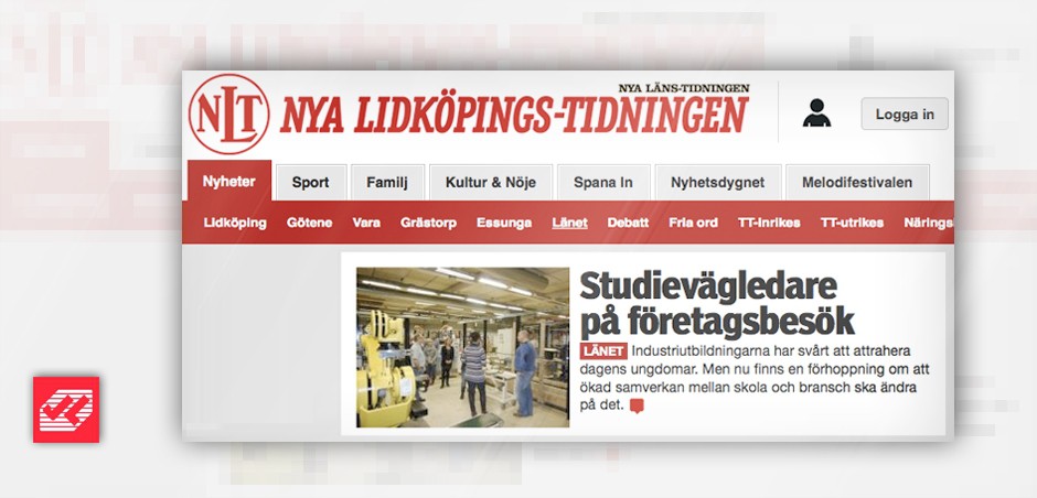 Artikel i tidningen NLT angående Studie- och yrkesvägledares besök på JL Sweden AB i Skara